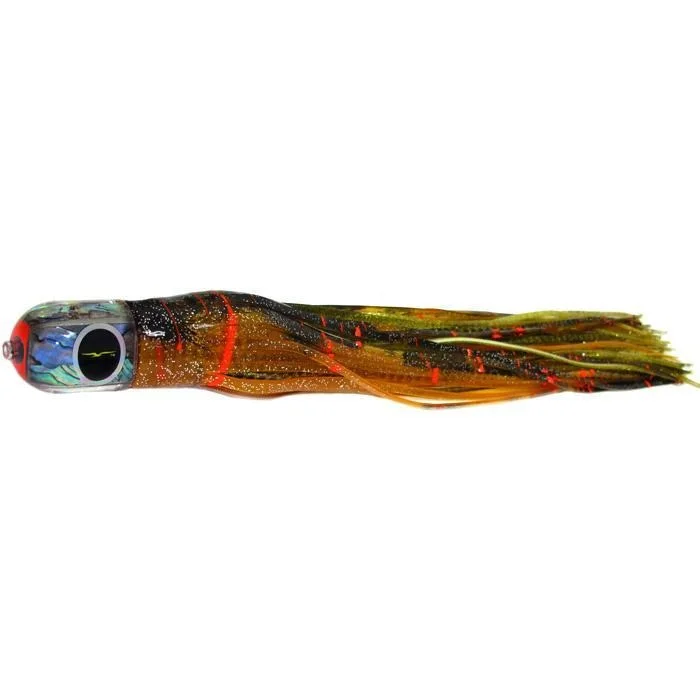 Fishing line knot reach-Black Bart Punisher Medium Heavy Tackle Lure - Brown Gold Orange/Gold Dot