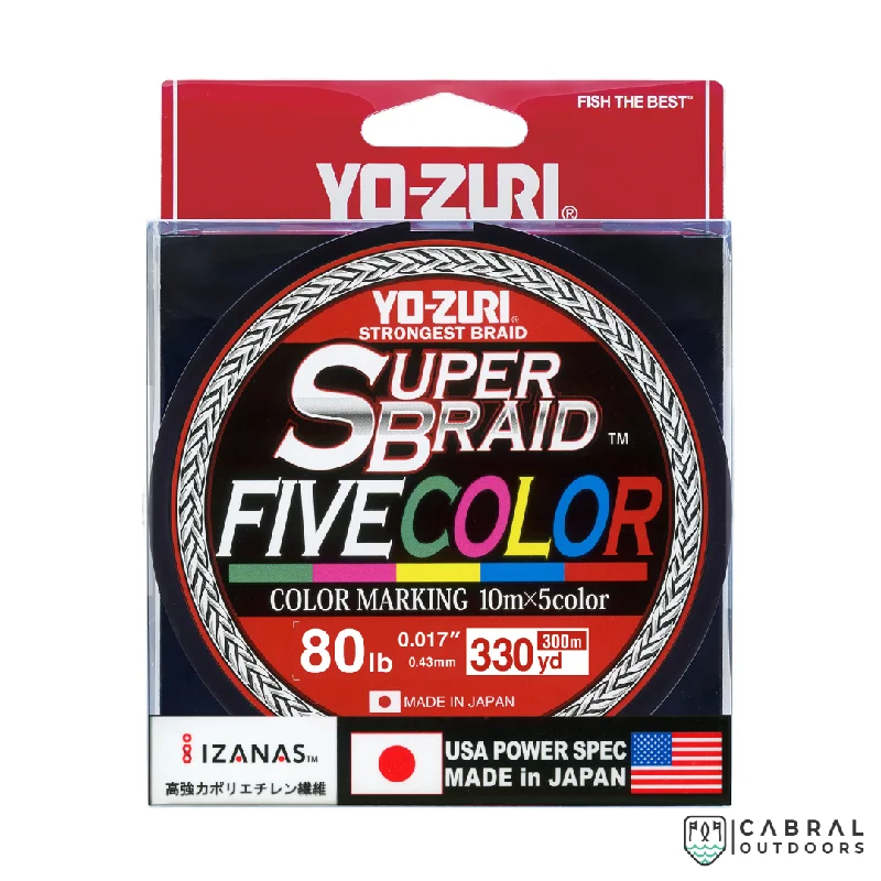 Fishing line smooth support-Yo-Zuri Super Braid Five Color Line | 300m |40lb-80lb