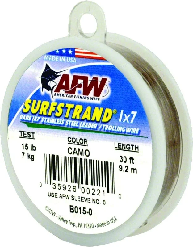 Fishing hook rust balance-Surfstrand Bare 1X7 Stainless Steel Leader Wire 60Lb 27 Kg Test 018 in 046 Mm Dia Camo 30 Ft