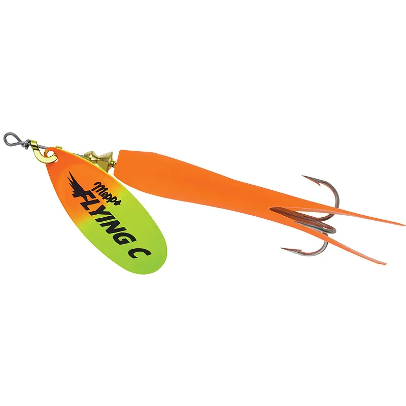 Fishing bait scent strength-Mepps Flying C Spinner | Hot Orange-Hot Orange-Chartreuse; 5/8 Oz.