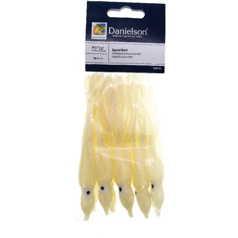 Fishing bait scent pouch-Danielson Squid Bait 4.5" Pearl 10pk