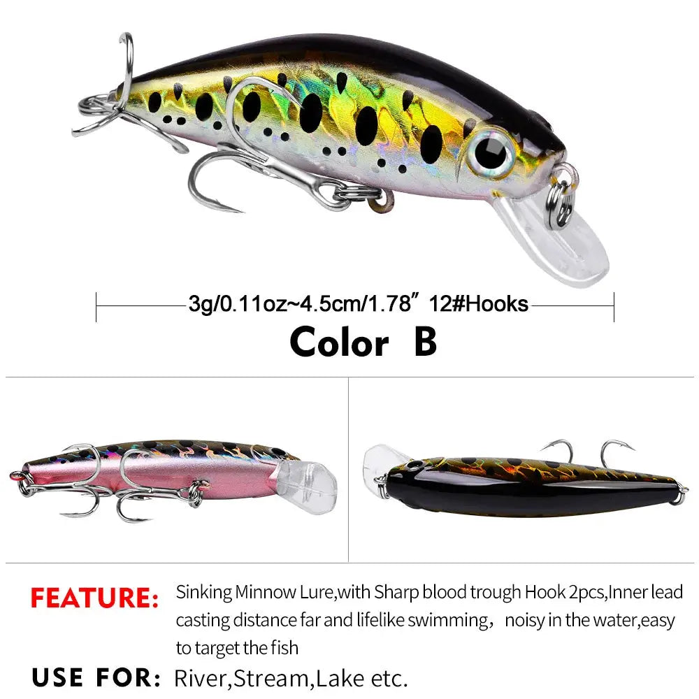 Fishing tackle stackable pouch-Lureswholesale® Slow Sinking Minnow Lures