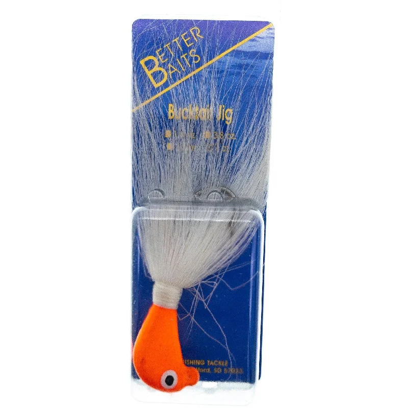 Fishing reel smooth hold-Better Baits Bucktail 1 oz Orange/White