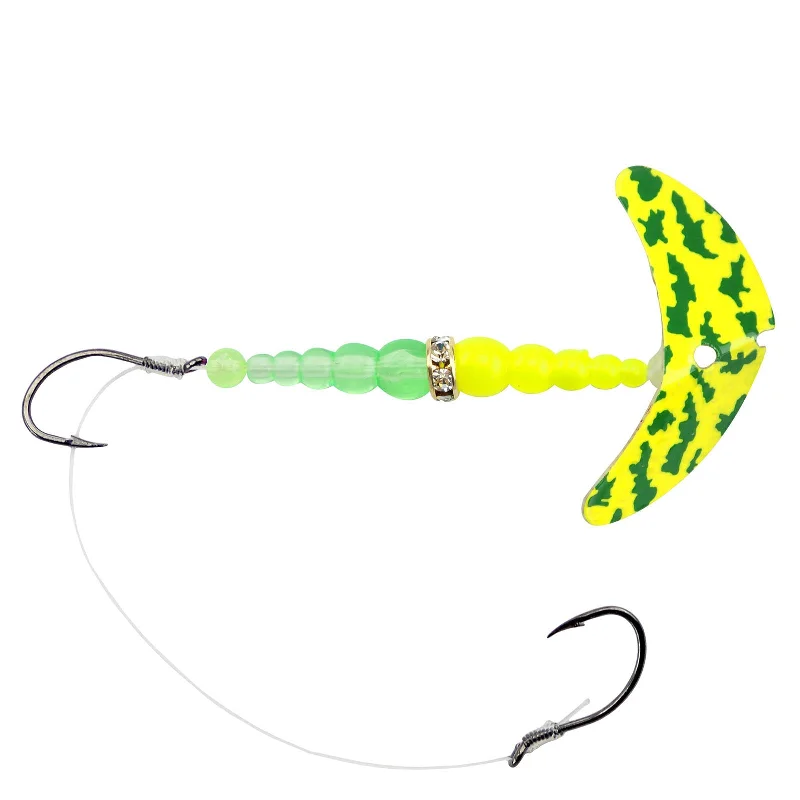 Fishing reel smooth control-Mack's Lure Double Whammy Walleye Series Spinner Rig - 1.5" - Yellow Chartreuse/Fluorescent Green