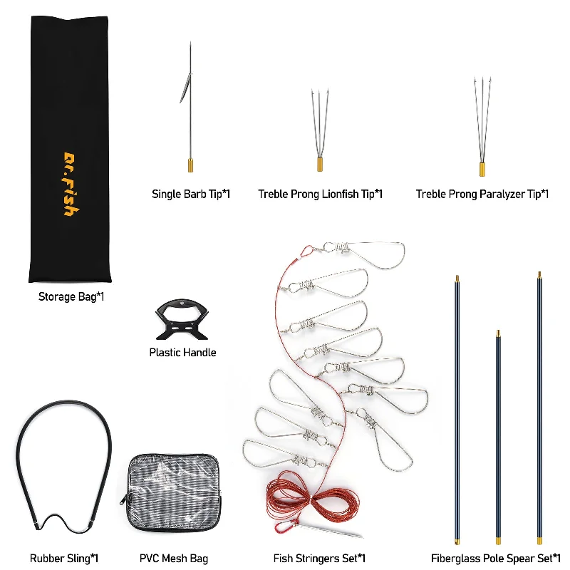 Fishing tackle soft pouch-Dr.Fish 21.3-27.6in Spearfishing Poles &Materials Kit