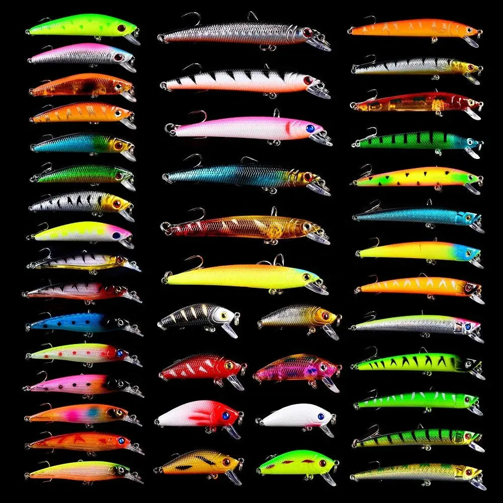 Fishing reel low grip-Lureswholesale® 43pc Fishing Lure Set Minnow Hard Pencil Bass Bait Carp Fishing Peche Leurre Fish Bait Kits