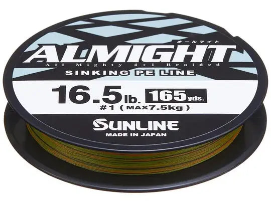 Fishing tackle travel case-Sunline ALMIGHT Braided Sinking PE Line, 165 yd Olive-Camo