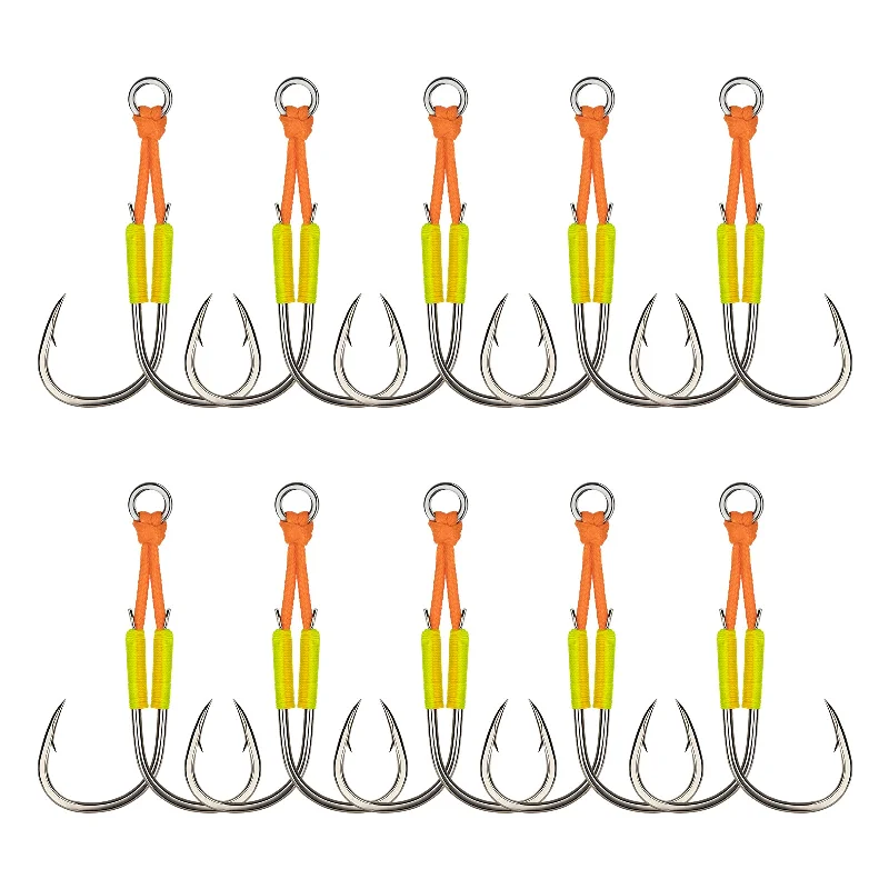 Fishing bait scent support-THKFISH 10pcs Fishing Assist Hooks For Saltwater Jigging