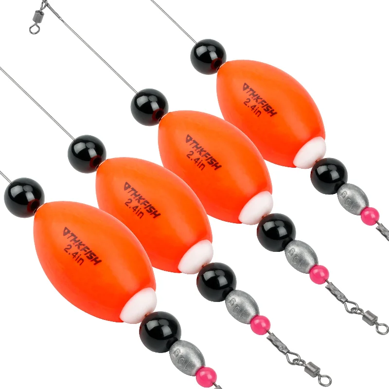 Fishing reel durable grip-THKFISH 4PCS 2.4in Weighted Bobbers for Fishing Popping Cork Float Rig