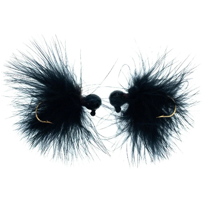 Fishing rod compact pouch-Better Baits Hand-Tied Marabou Jigs 1/4 oz Black Qty 2