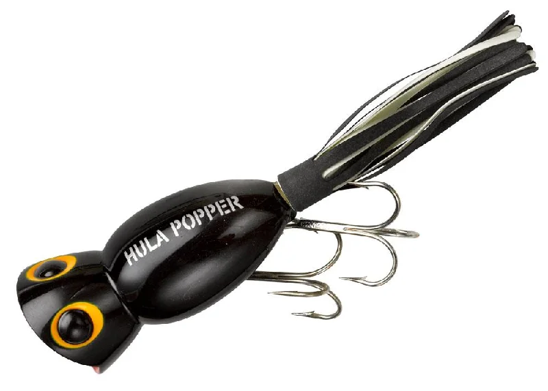 Fishing hook quick grip-Arbogast Hula Popper Lure, Black, 2 In