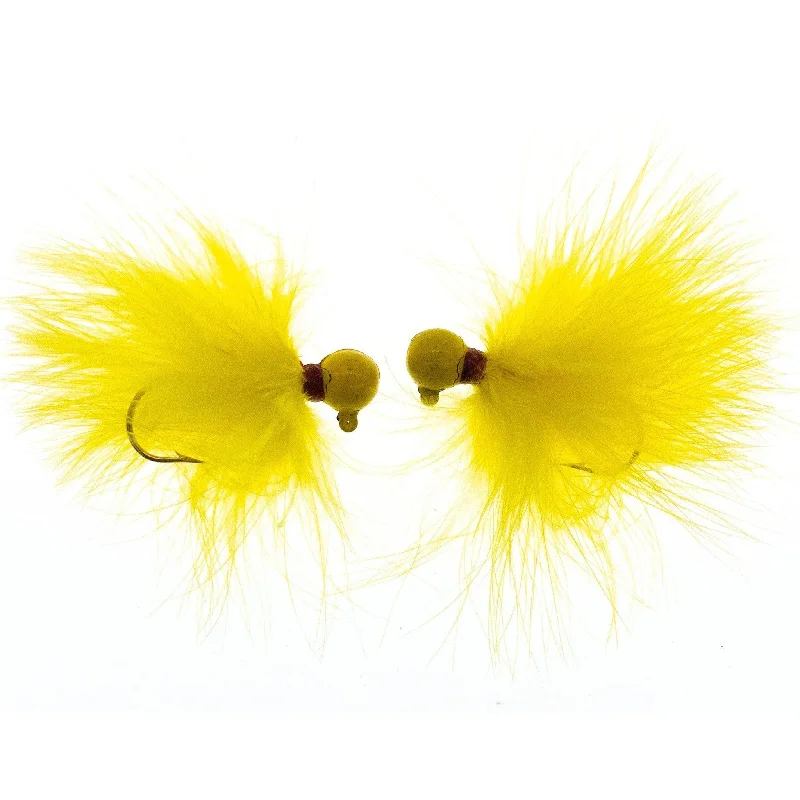 Fishing line smooth grip-Better Baits Hand-Tied Marabou Jig 1/4 oz Yellow Qty 2